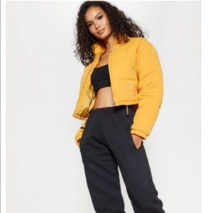 Mustard Cropped Puffer Jacket